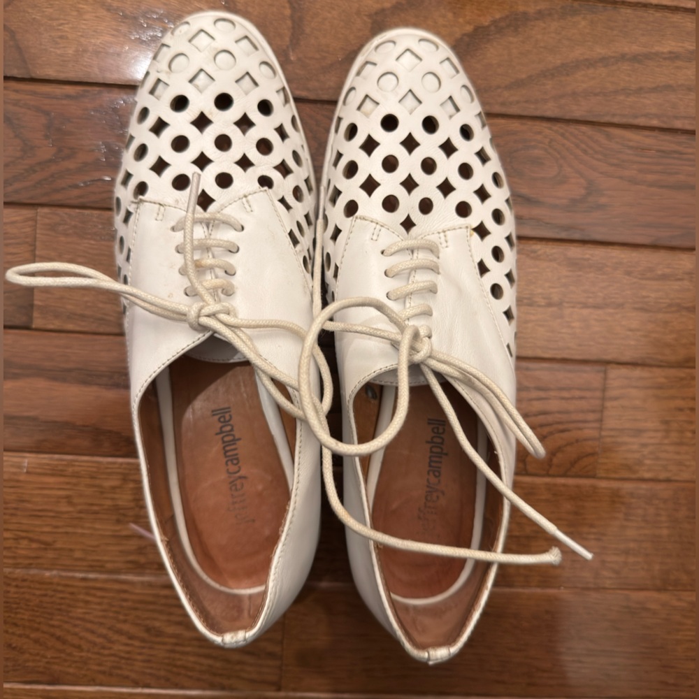 Jeffrey Campbell Novak Oxford Shoes White Leather Women's Size 7 flats - Picture 2 of 5